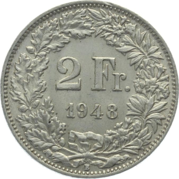 2 Franken 1948 B - vorzüglich